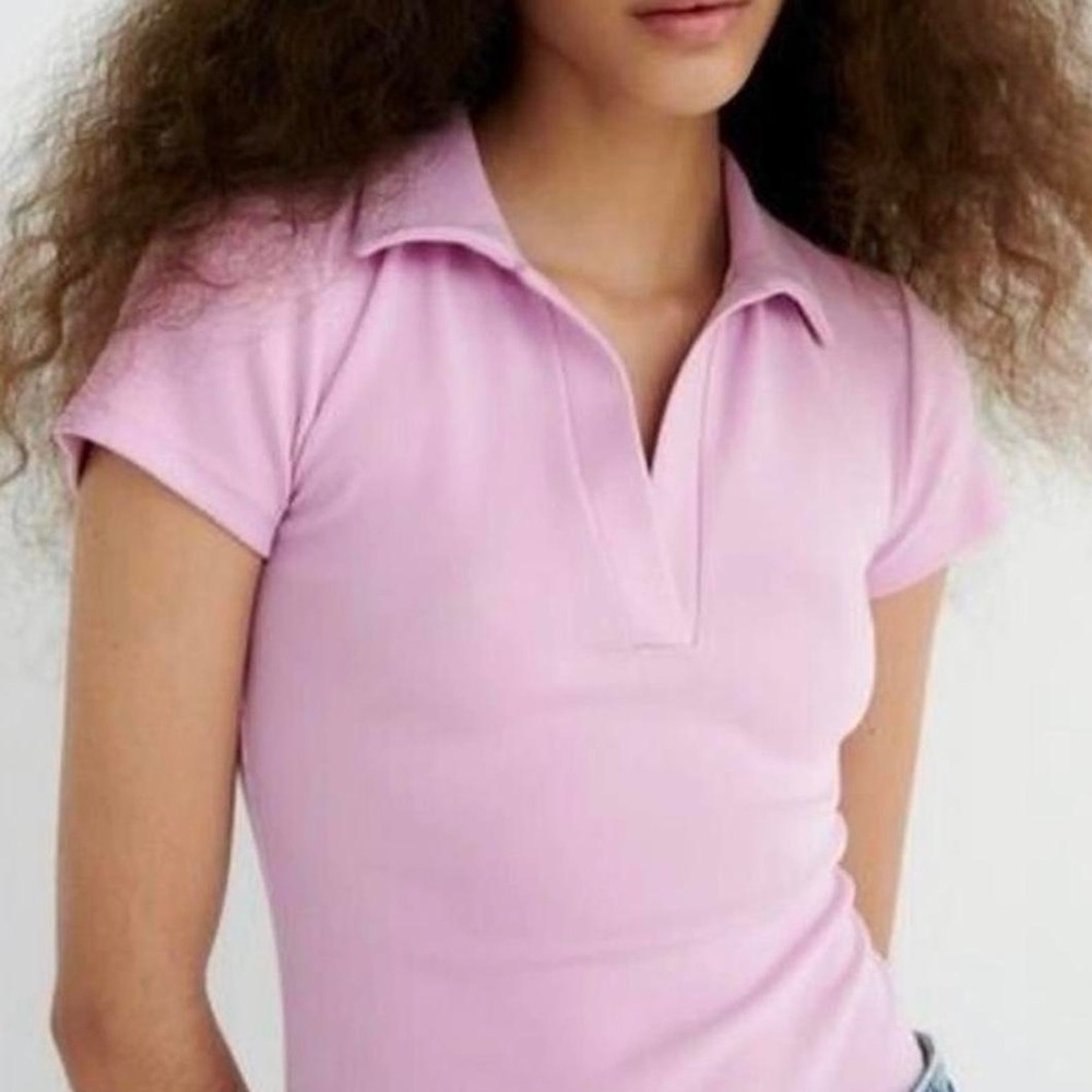 Zara Pink Polo Ribbed Collar Bodysuit